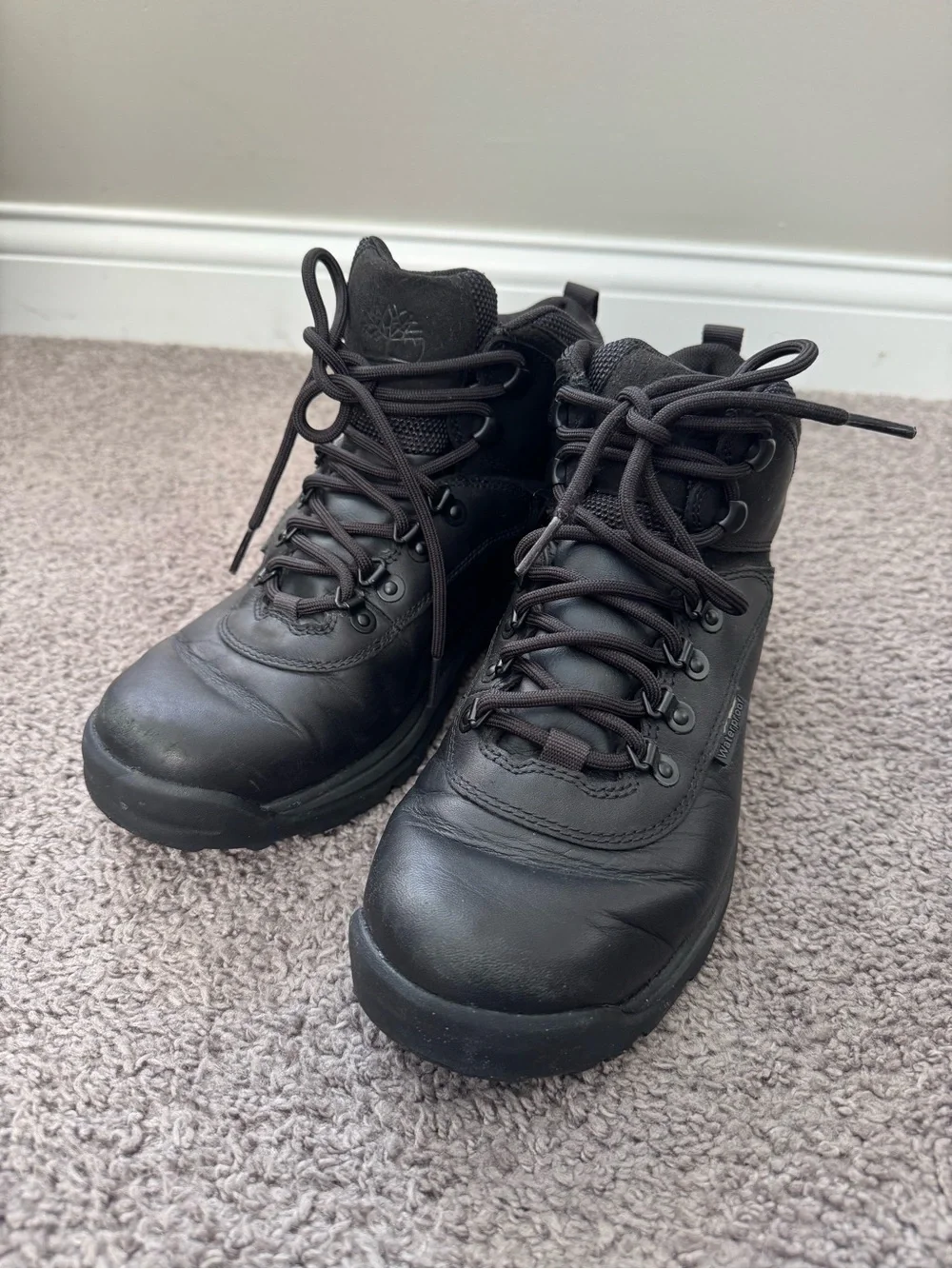 Timberland Men's Black Leather Waterproof Work Boots